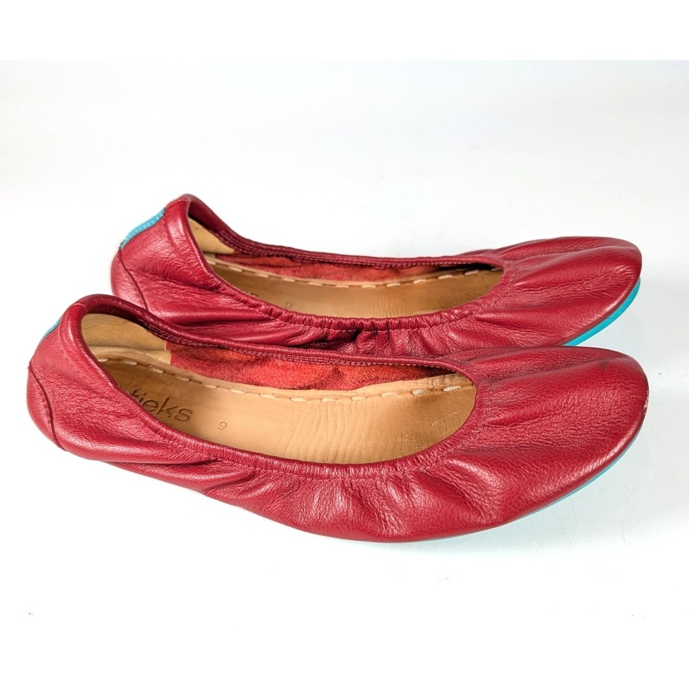 Tieks by Gavrieli Ruby Red Leather Ballet Flats Foldable Women's Size: 9